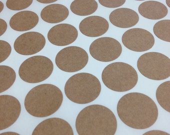 Small Round Brown Kraft Labels - 3/4 Inch Round Shape Sheet Labels for Laserjet or Inkjet Printing - set of 360