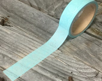 Washi Tape - 15mm - Aqua Lace Pattern on White - Deco Paper Tape No. 575