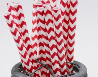 Red Chevron Pattern Paper Straws - Perfect for Parties or Weddings - Favors--Free Editable DIY Tags PDF