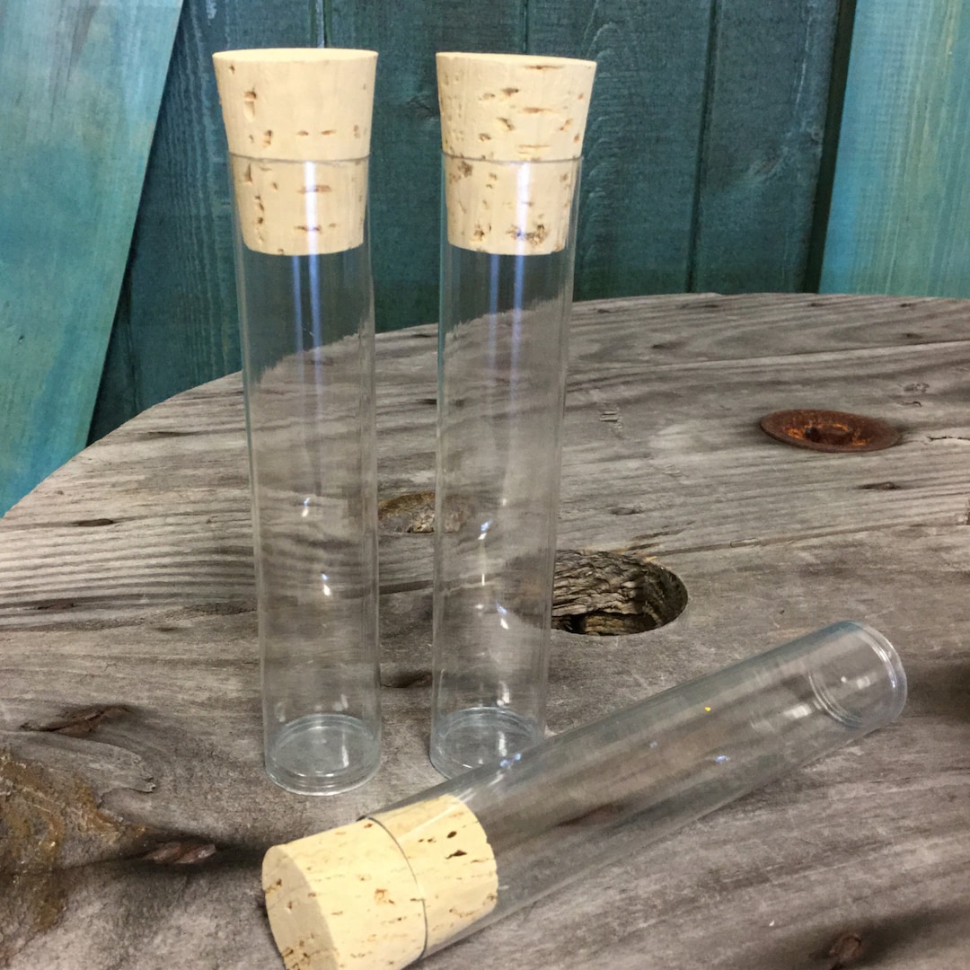 500 Clear Plastic Storage Tubes and Corks FDA 1 X 4 7/8 Inch 4 1/4 Inch