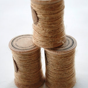 Burlap Twine 30 Yards on Wooden Spool Natural Kraft Color Jute image 2