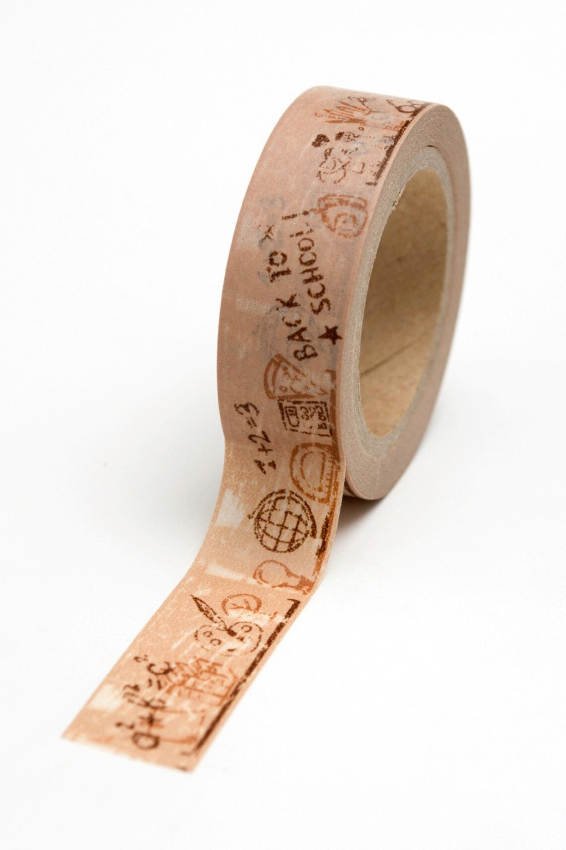 Washi Tape 15mm Back to School Brown on Tan Deco Paper Etsy