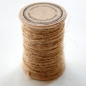 Burlap Twine 30 Yards on Wooden Spool Natural Kraft Color Jute image 1