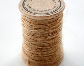 Burlap Twine - 30 Yards on Wooden Spool - Natural Kraft Color Jute