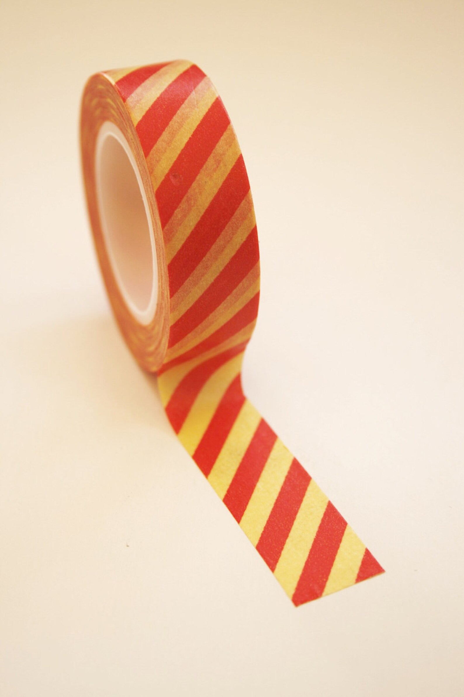 Washi Tape - 15mm - Red and Yellow Diagonal Stripe - Deco Paper Tape No ...