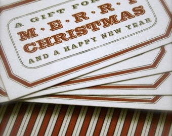 Dono carte - set di 25 - rettangolo sagomati a due lati Vintage stile Design e strisce