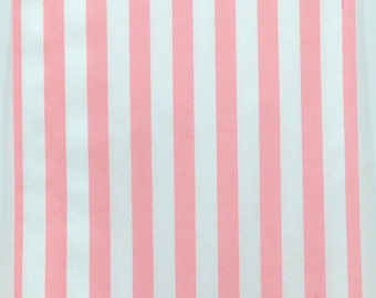 Set of 200 - Traditional Sweet Shop Shell Pink Candy Stripe Paper Bags - 5 x 7 - New Style