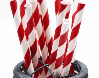 Ruby Red Paper Straws - Perfect for Parties or Weddings - Favors- Festive and Fun Addition