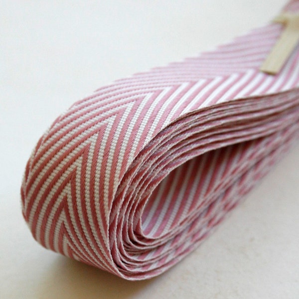 Chevron Twill Herringbone Ribbon - Lavender and White 3/4 Inch Width - Packaging and Gift Ribbon