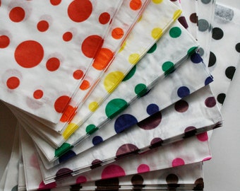 Set of 100 - Traditional Sweet Shop Dots Paper Bags - 5 x 7 - Your Color Choice