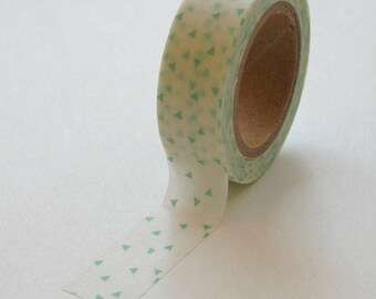 Washi Tape - 15mm - Aqua Triangle Design on White - Deco Paper Tape No. 195