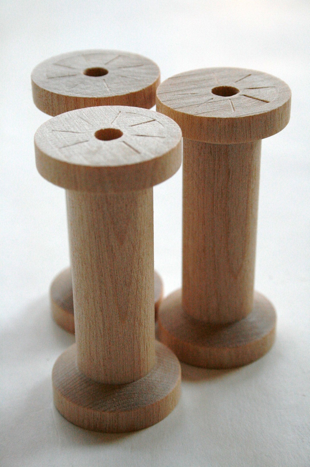 Large Wooden Spools Set of 8 Natural Wood Thread Spools 