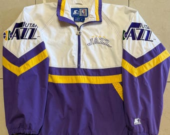 Utah Jazz Vintage 90s Chalk Line Satin Bomber Jacket - NBA