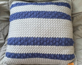 Crochet Pillow Pattern, Textured Stripes Puff Stitch (PDF Instant Download)