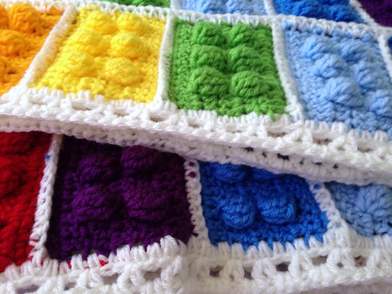 Crochet Block Blanket Pattern, Autism Awareness Colors, Digital Download, Instant PDF, Easy Beginner Afghan, Special Gift, Christmas Project image 2
