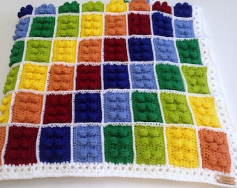 Crochet Block Blanket Pattern PDF, Beginner Friendly Modular Patchwork Afghan, (Digital Download)