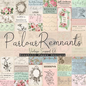 Parlour Remnants | Snippets | Ephemera | Antique Papers | French | Script | Journal Printable (Digital Download)