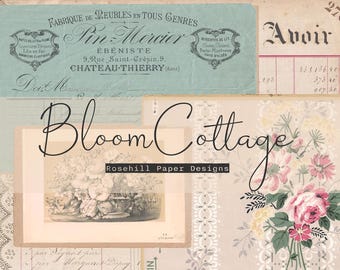 Bloom Cottage / Papel decorativo / Papeles vintage / Diario imprimible (Descarga digital)