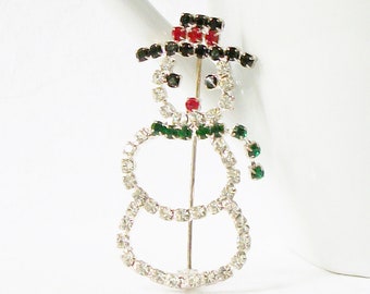 Vintage Snowman Christmas Brooch, Vintage Christmas Jewelry