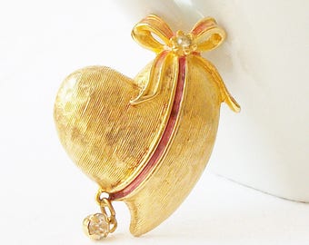 Vintage Rhinestone Heart Brooch, Vintage Lancer II Brooch, Lancer Heart Brooch, Vintage Valentine Jewelry Gift