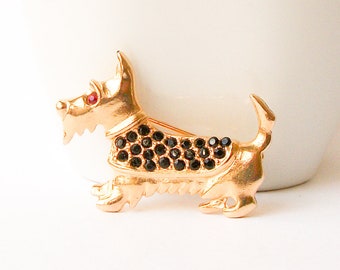 Vintage Scottish Terrier Brooch: Black Scottie Dog Pin