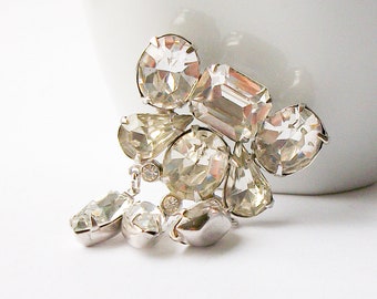 Vintage Clear Rhinestone Brooch by CORO