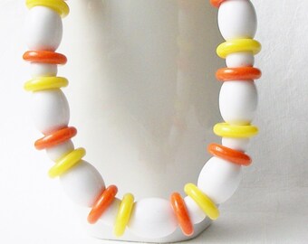 Vintage White Orange Yellow Napier Necklace