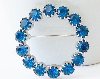 Vintage Blue Crystal Brooch