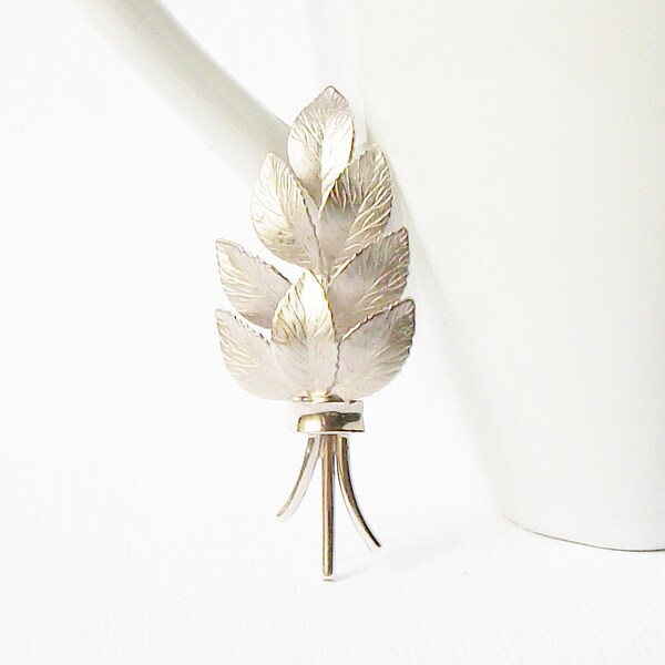 Vintage Sterling Leaf Brooch by Dixelle