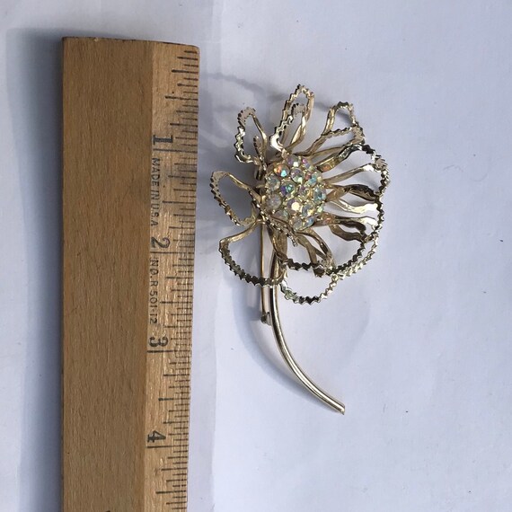 Vintage Rhinestone Flower Brooch - image 2