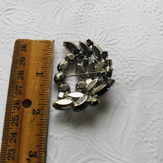 Vintage Rhinestone Brooch, Clear Rhinestone Brooch - image 3