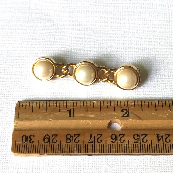 Vintage Pearl Bar Brooch - image 3