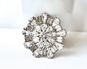 Vintage Clear Crystal Brooch