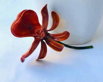 Vintage Enamel Flower Brooch, Vintage Brooch by Robert Original