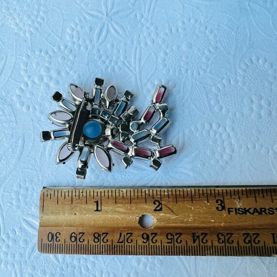 Vintage Blue and Pink Flower Brooch, Something Bl… - image 3