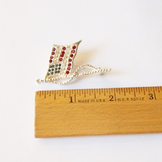 Vintage American Flag Brooch, USA Patriotic Flag … - image 2