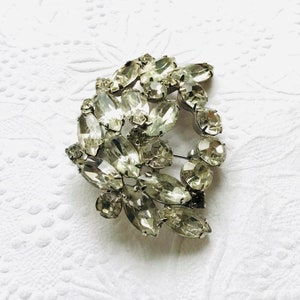 Vintage Rhinestone Brooch, Clear Rhinestone Brooch
