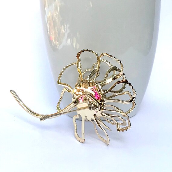 Vintage Rhinestone Flower Brooch - image 3