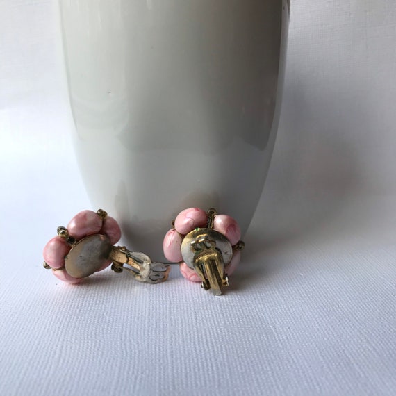 Vintage Pink Clip Earrings, Hong Kong - image 2