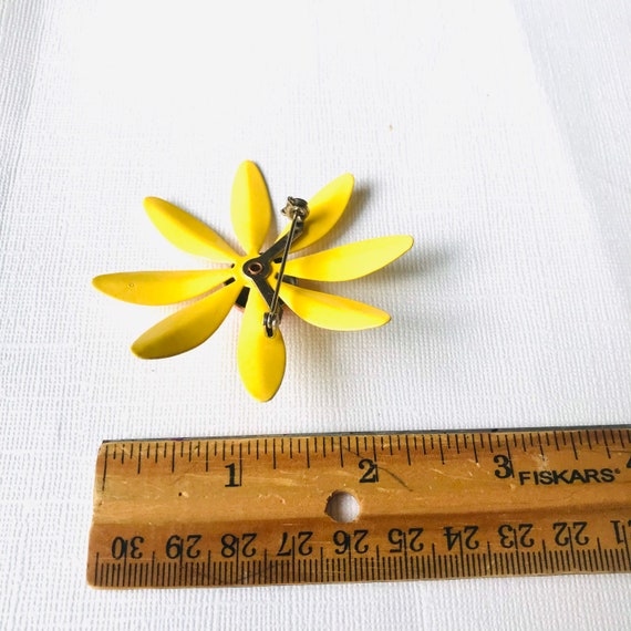 Vintage Yellow  Flower Brooch, 1960 Flower Power … - image 2