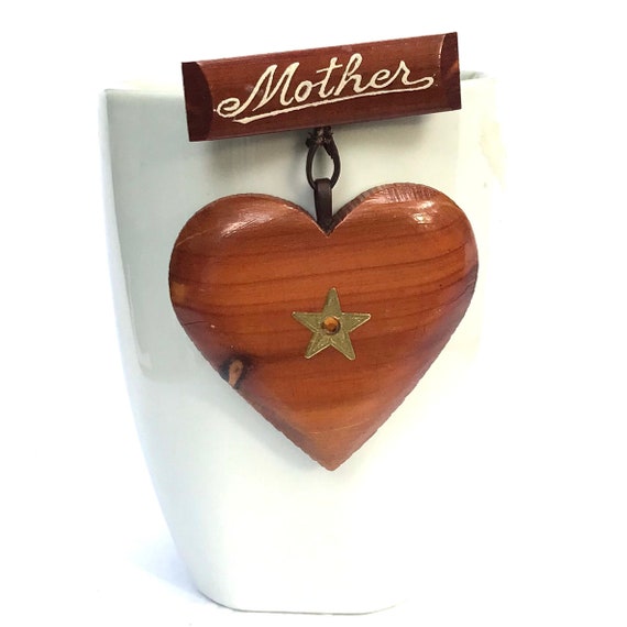 Vintage Wooden Mother Brooch, Mother's Day - image 1