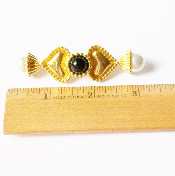 Vintage Pearl Brooch, Pearl Bar Pin - image 3