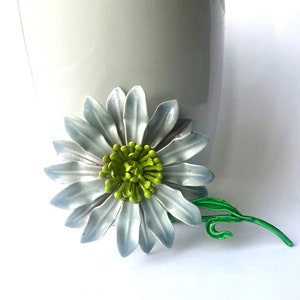 Vintage Gray Enamel Flower Brooch - TF