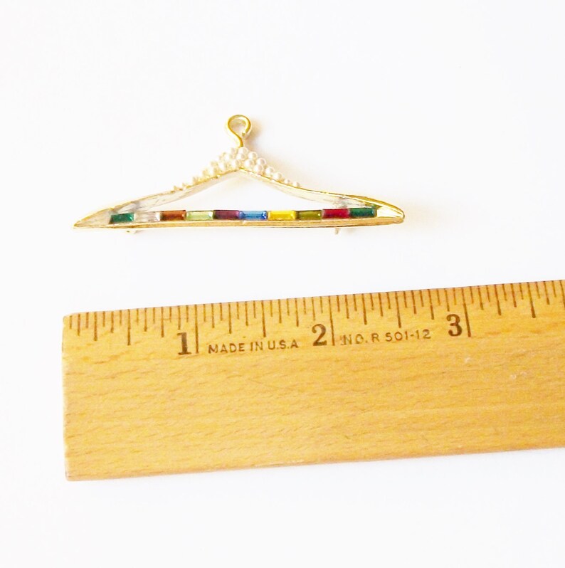 Vintage Rhinestone Pearl Hanger Brooch