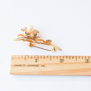 Vintage Pearl Brooch, Pearl Damascene Brooch image 3