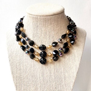 Vintage Black Crystal Necklace image 1