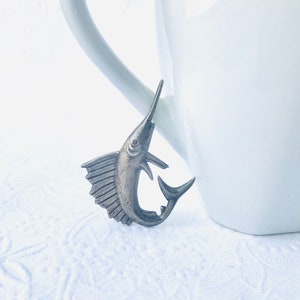 Vintage Sterling Silver Sail Fish Brooch, Fish Pin