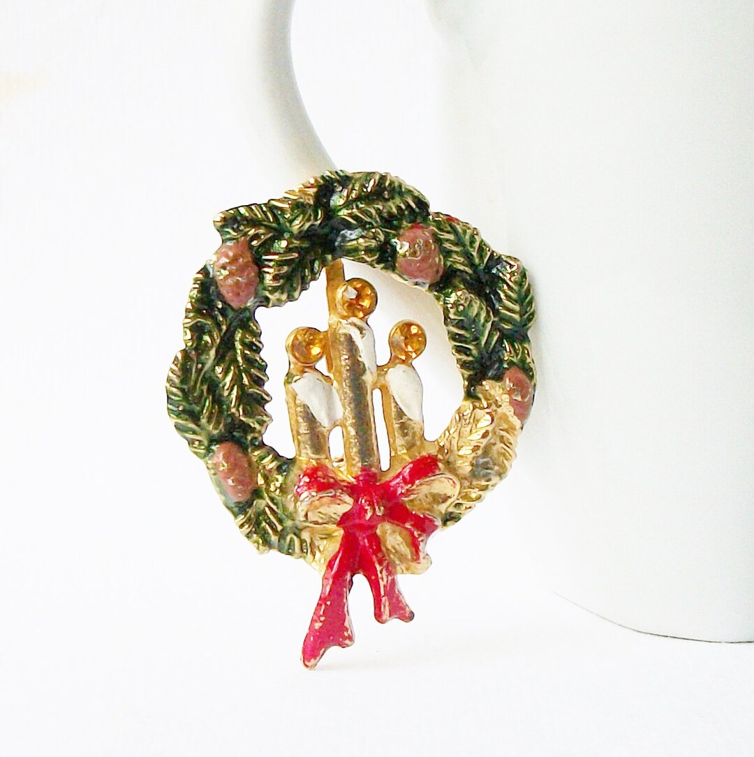 Vintage Christmas Candle Brooch Vintage Christmas Candlestick Etsy