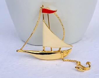 Pricegems Gold Finish Nautical Sailboat Sailing Yachting Crystal Brooch Lapel Pin 1.90 L Pricegems Gold Finish Nautical Sailboat Sailing Yachting Crystal Brooch Lapel Pin 1.90 L