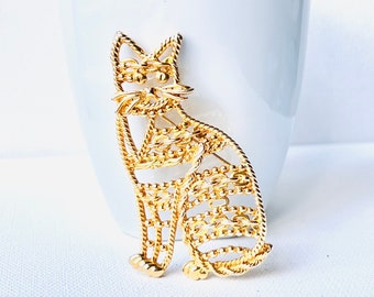 Vintage Cat Brooch by JJ